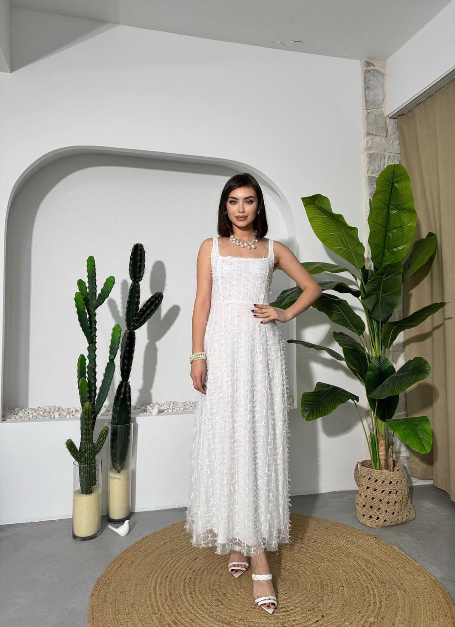 Lace Strap Chanel Length Dress