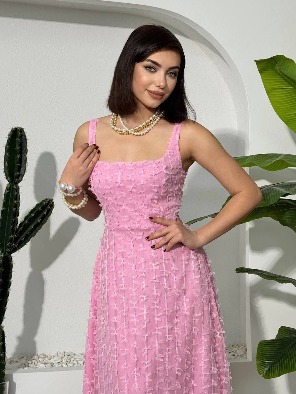 Lace Strap Chanel Length Dress