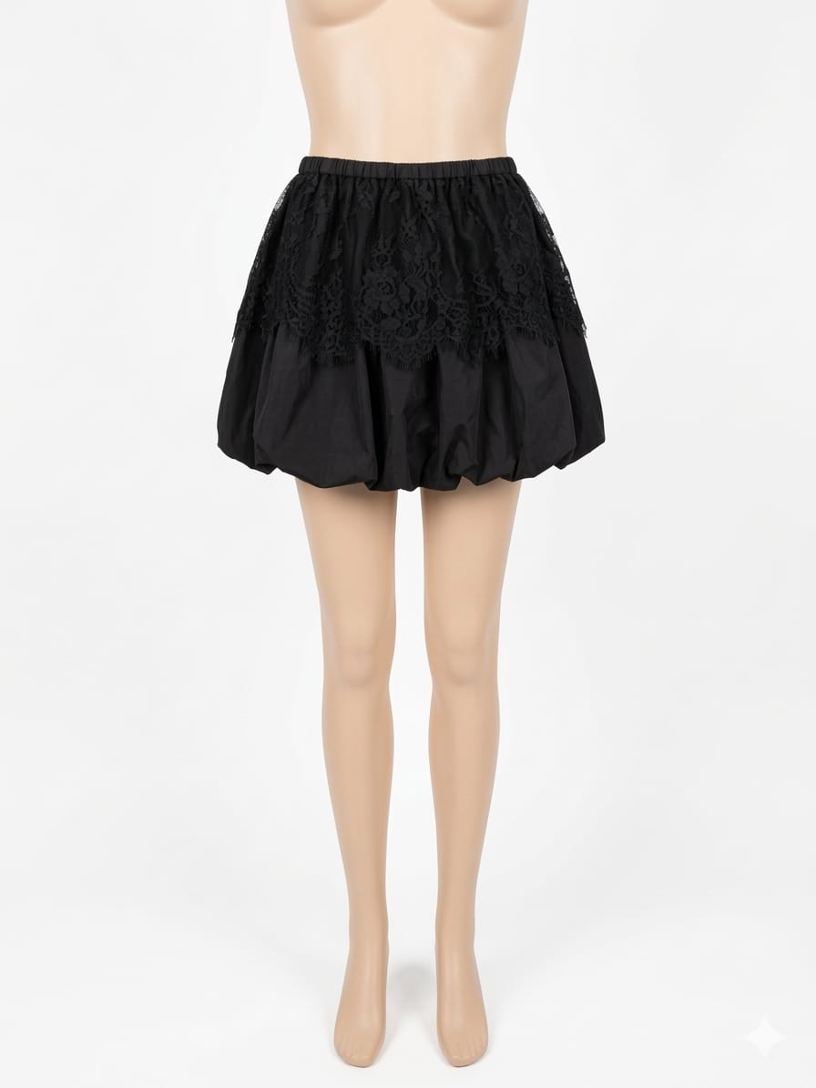 Black Lace Mini Skirt
