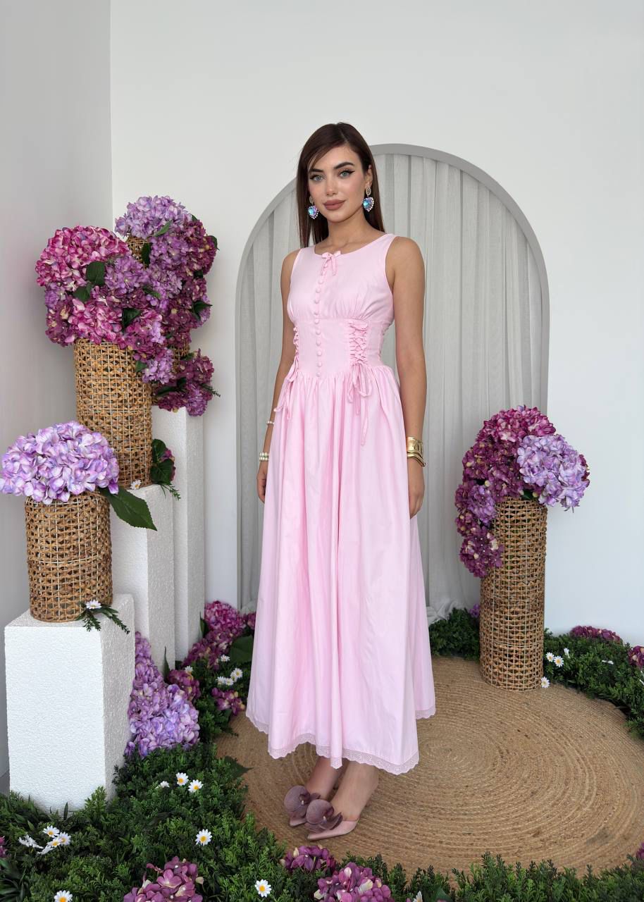 Blush Lace-Up Junior Dress
