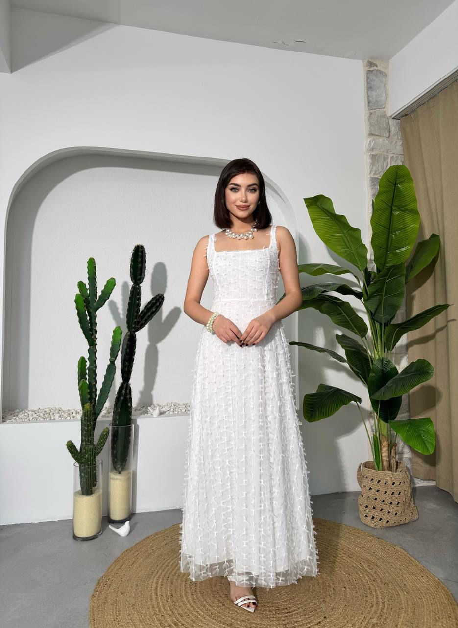 Lace Strap Chanel Length Dress