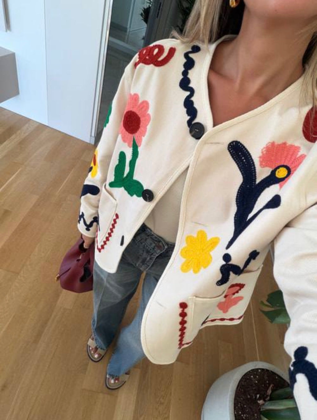 Floral Embroidered Cardigan