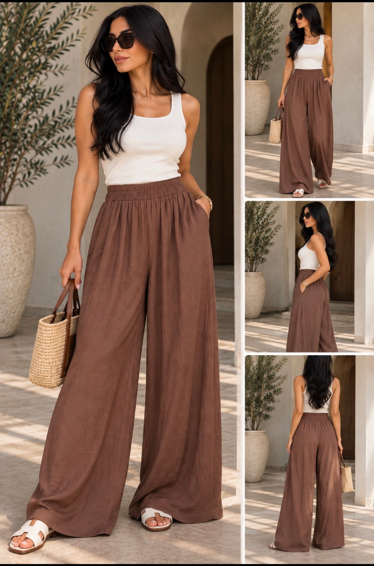 Chocolate Brown Wide-Leg Pants