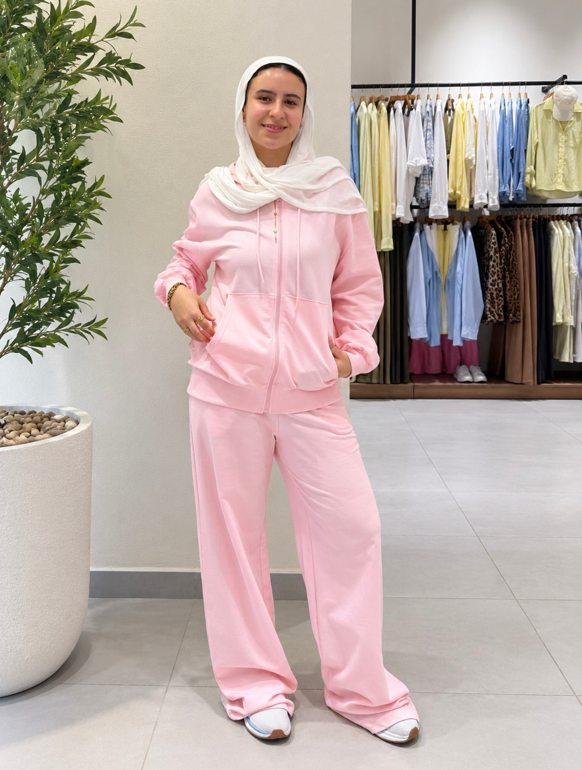 Zip-Up Hoodie & Wide-Leg Pants Set