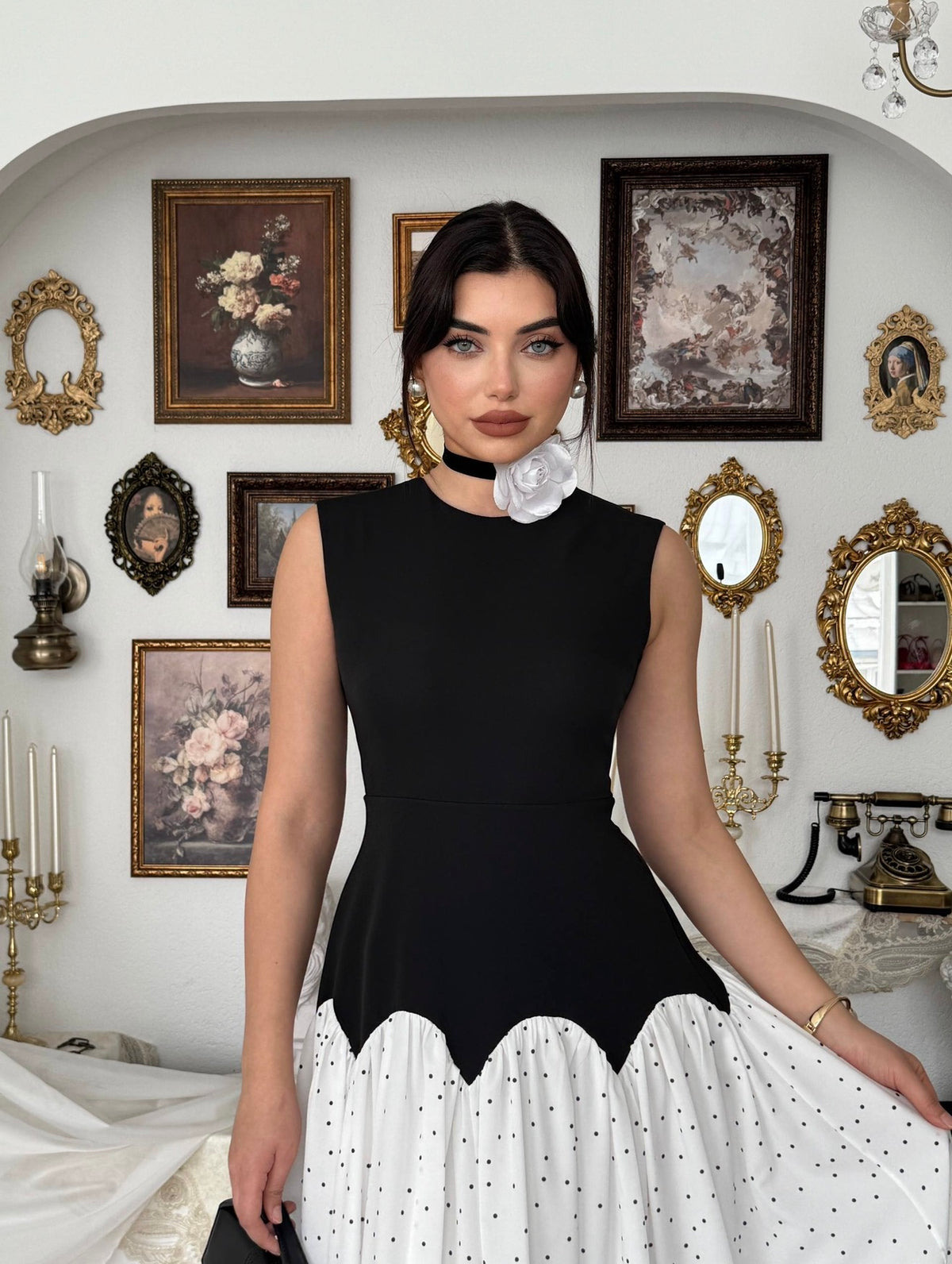 Milos Dress In Black / White