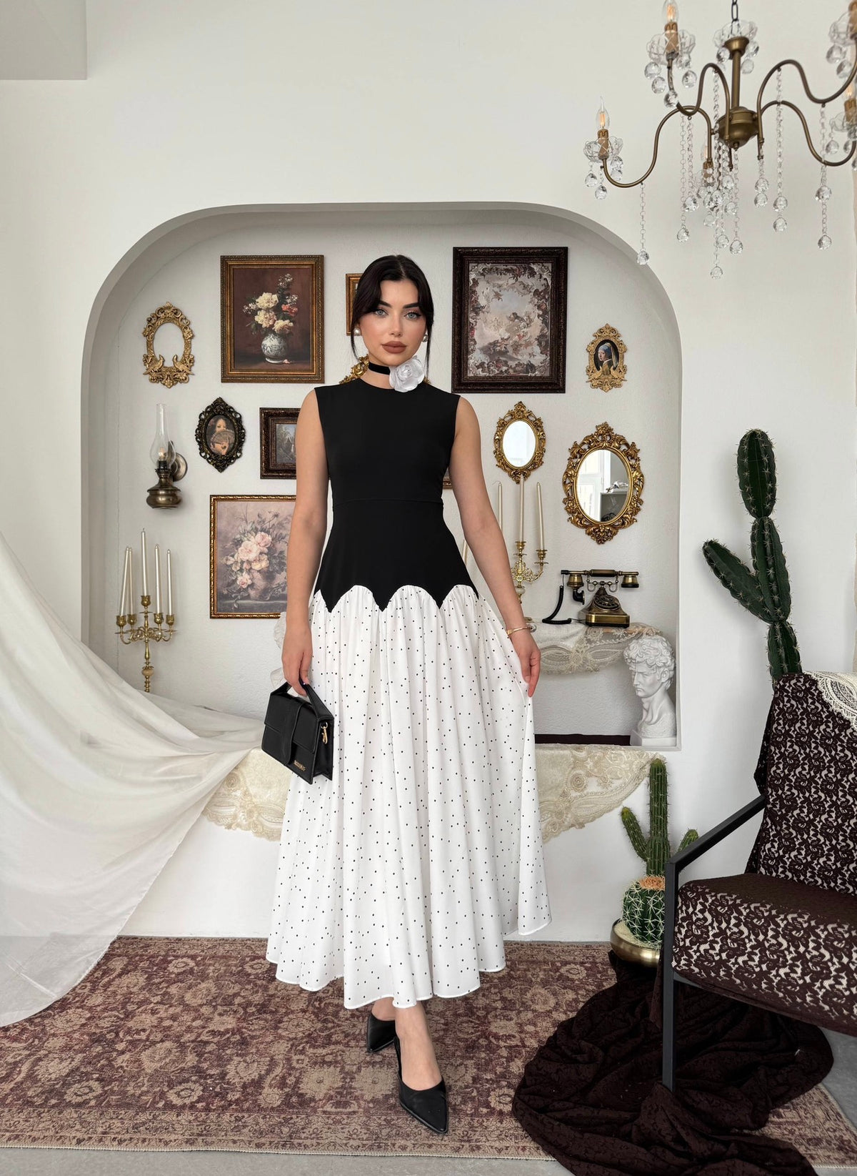 Milos Dress In Black / White