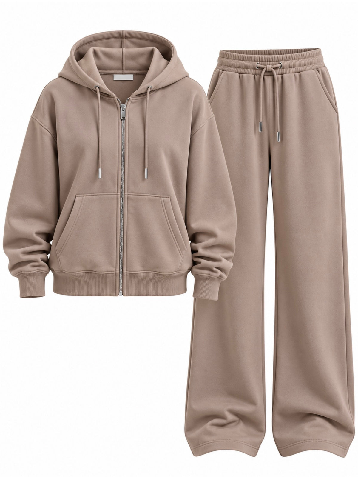 Zip-Up Hoodie & Wide-Leg Pants Set