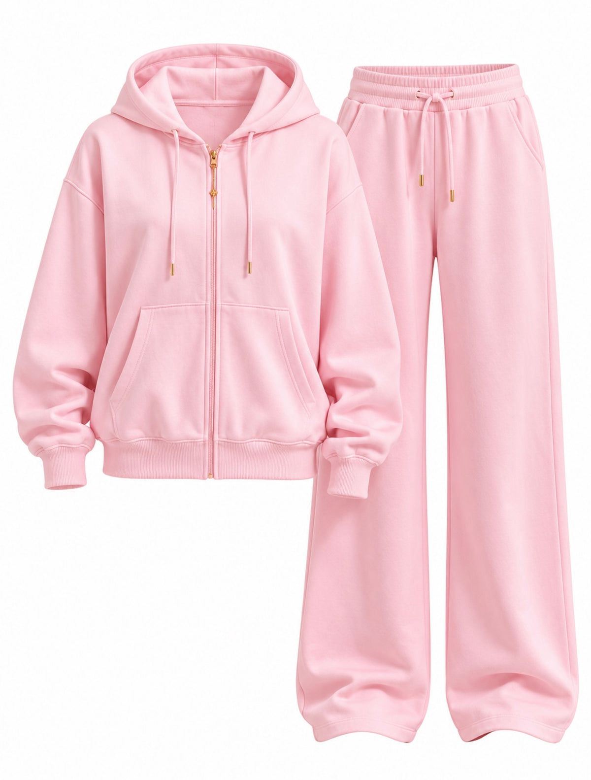Zip-Up Hoodie & Wide-Leg Pants Set