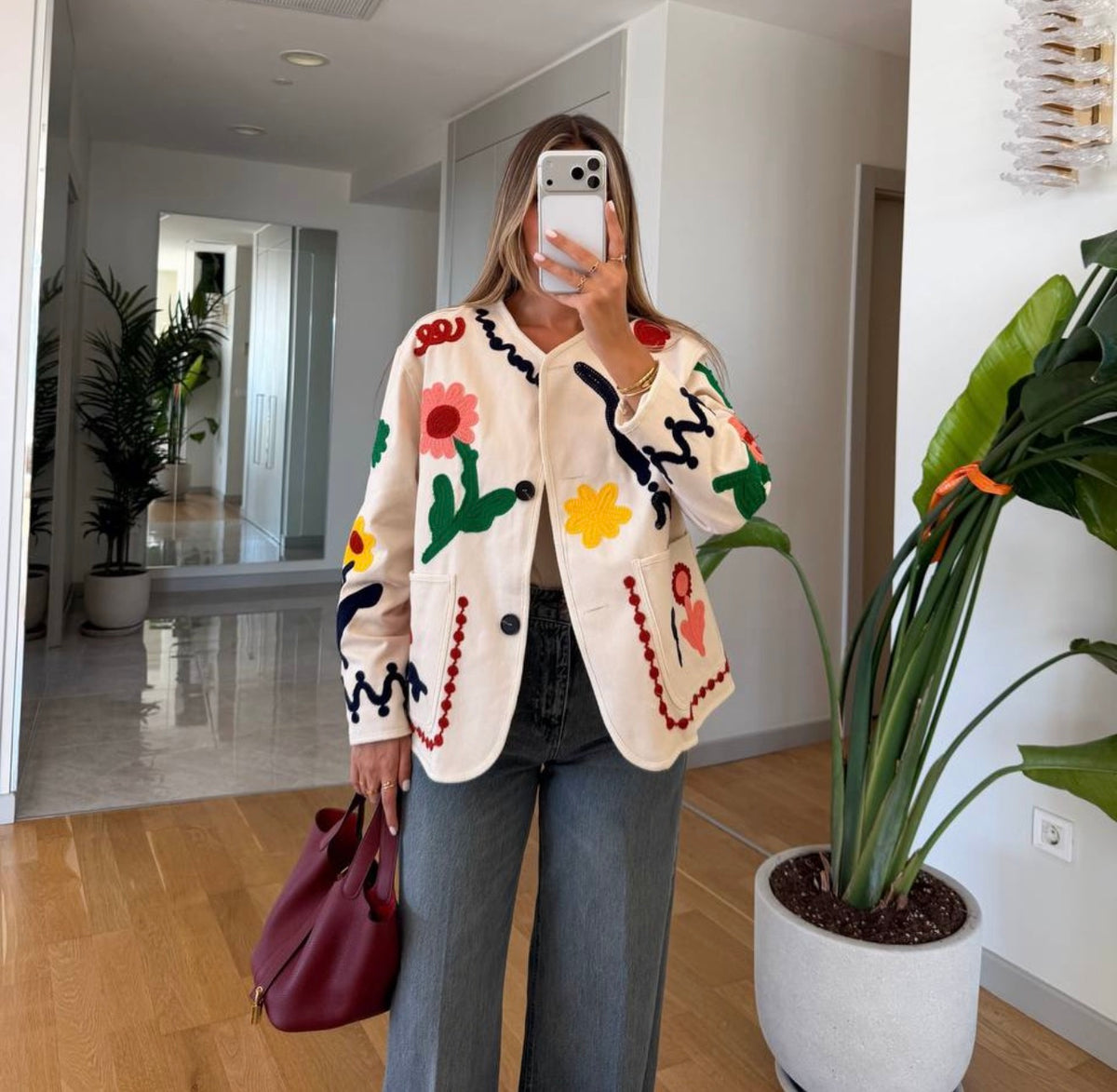 Floral Embroidered Cardigan