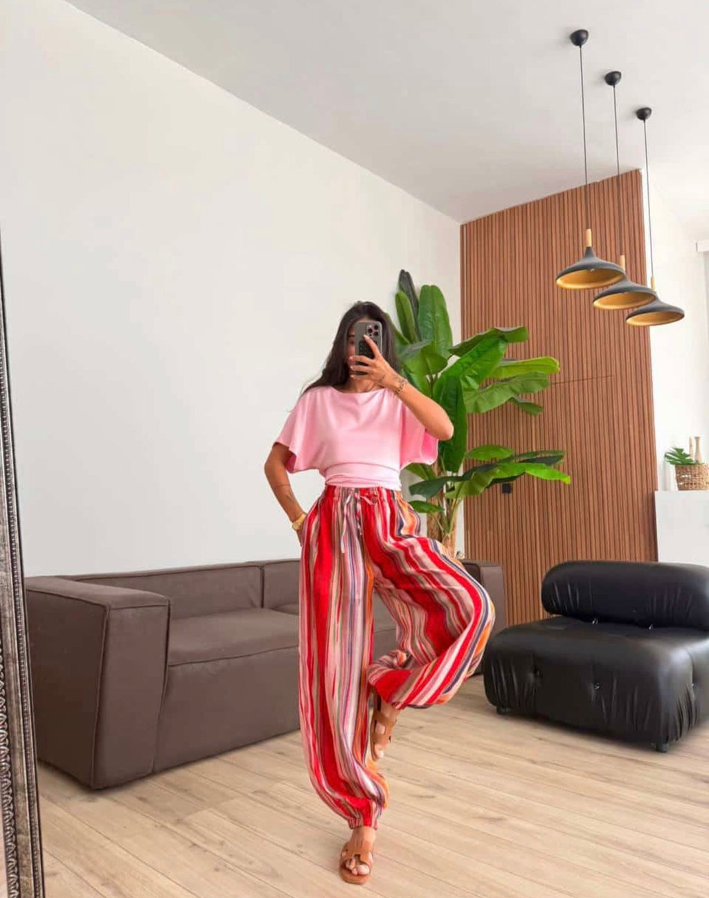Multicolor Striped Wide-Leg Pants