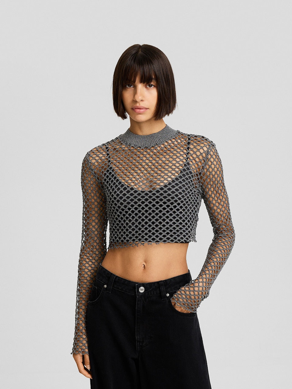 Mesh Knit Crop Top (Made in Turkey)
