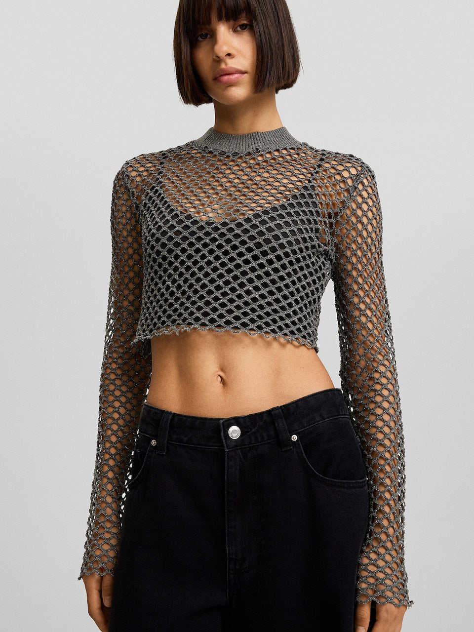 Mesh Knit Crop Top (Made in Turkey)