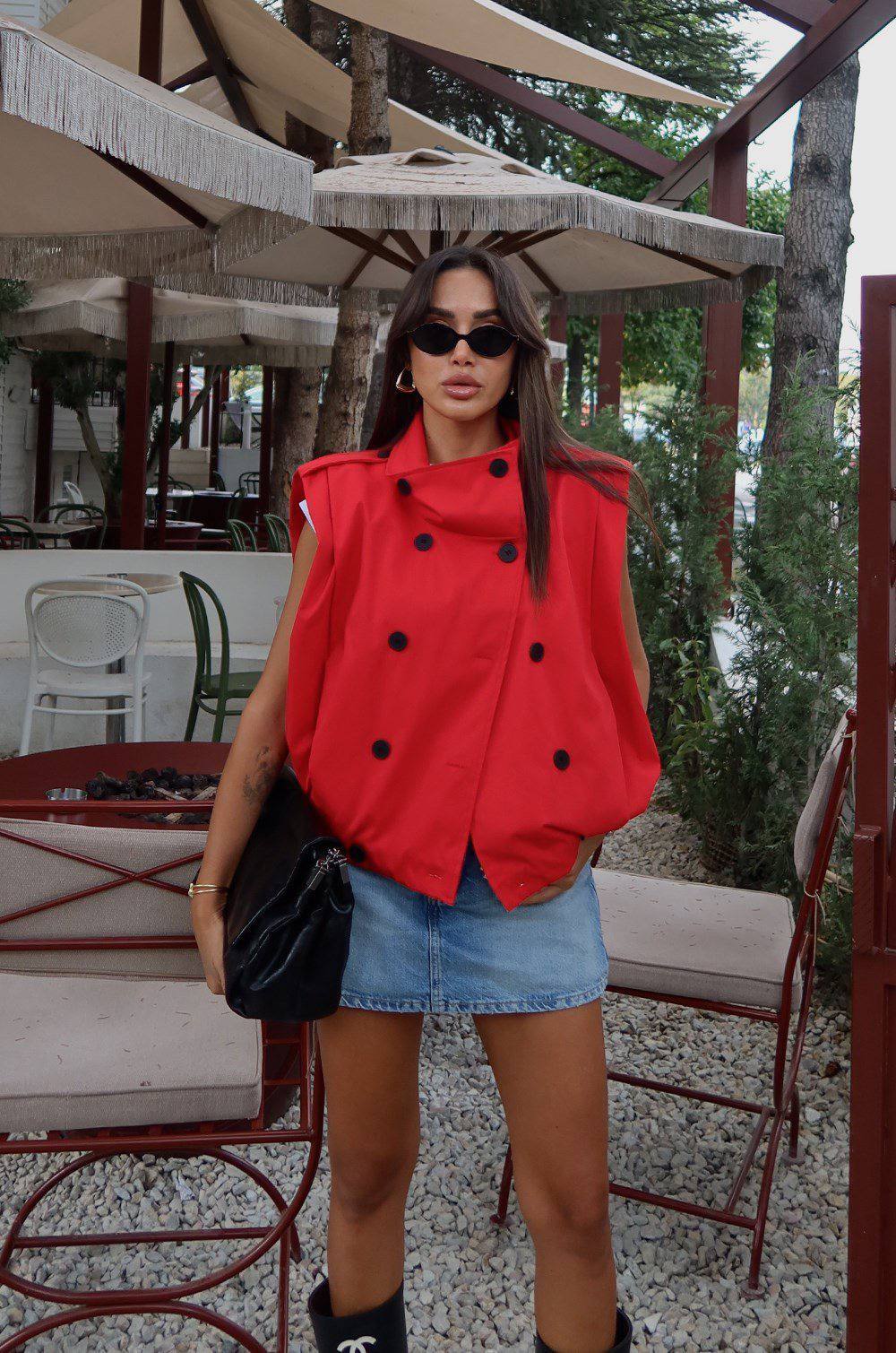 Double-Breasted Red Vest