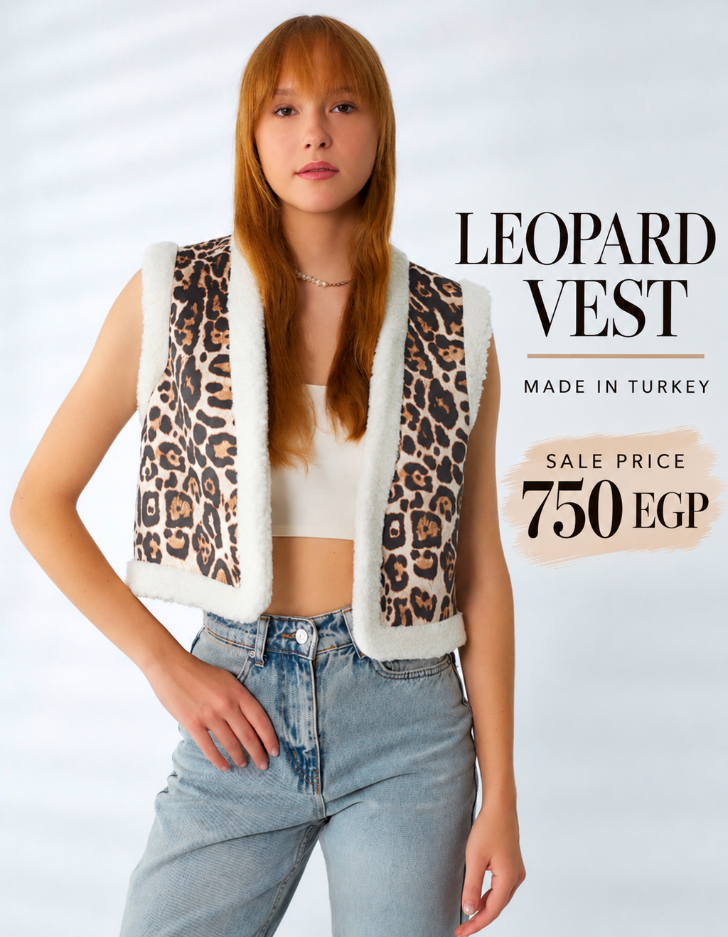 Leopard Sherpa Vest – Made in Turkey