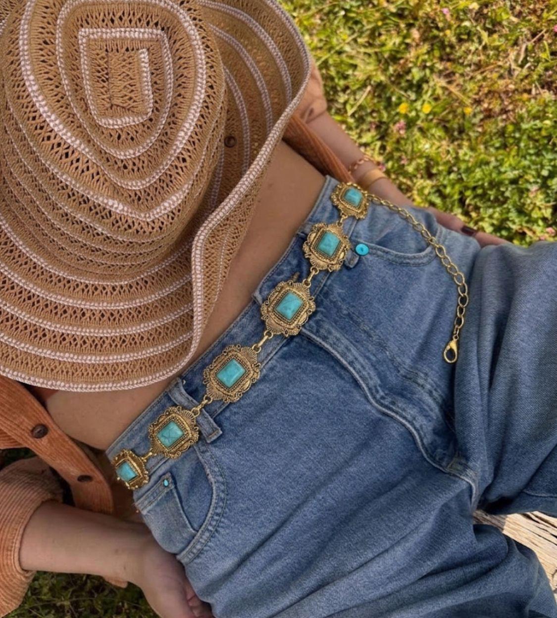 Turquoise chain belt