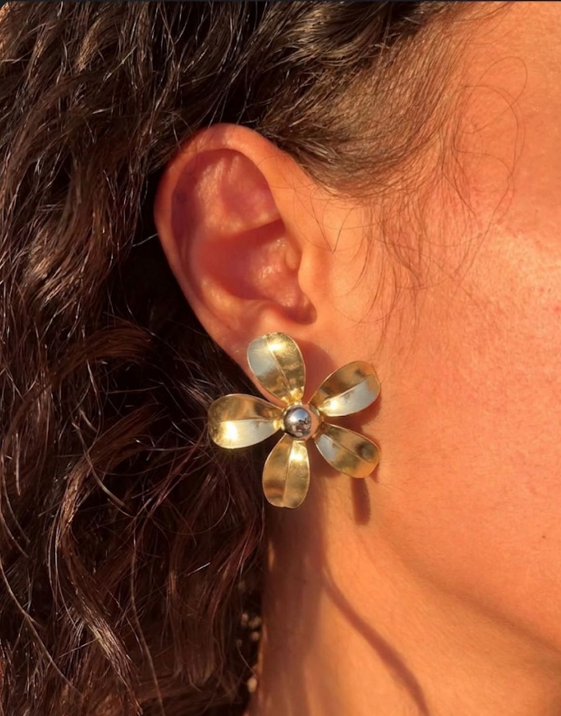 Gold flower earrings