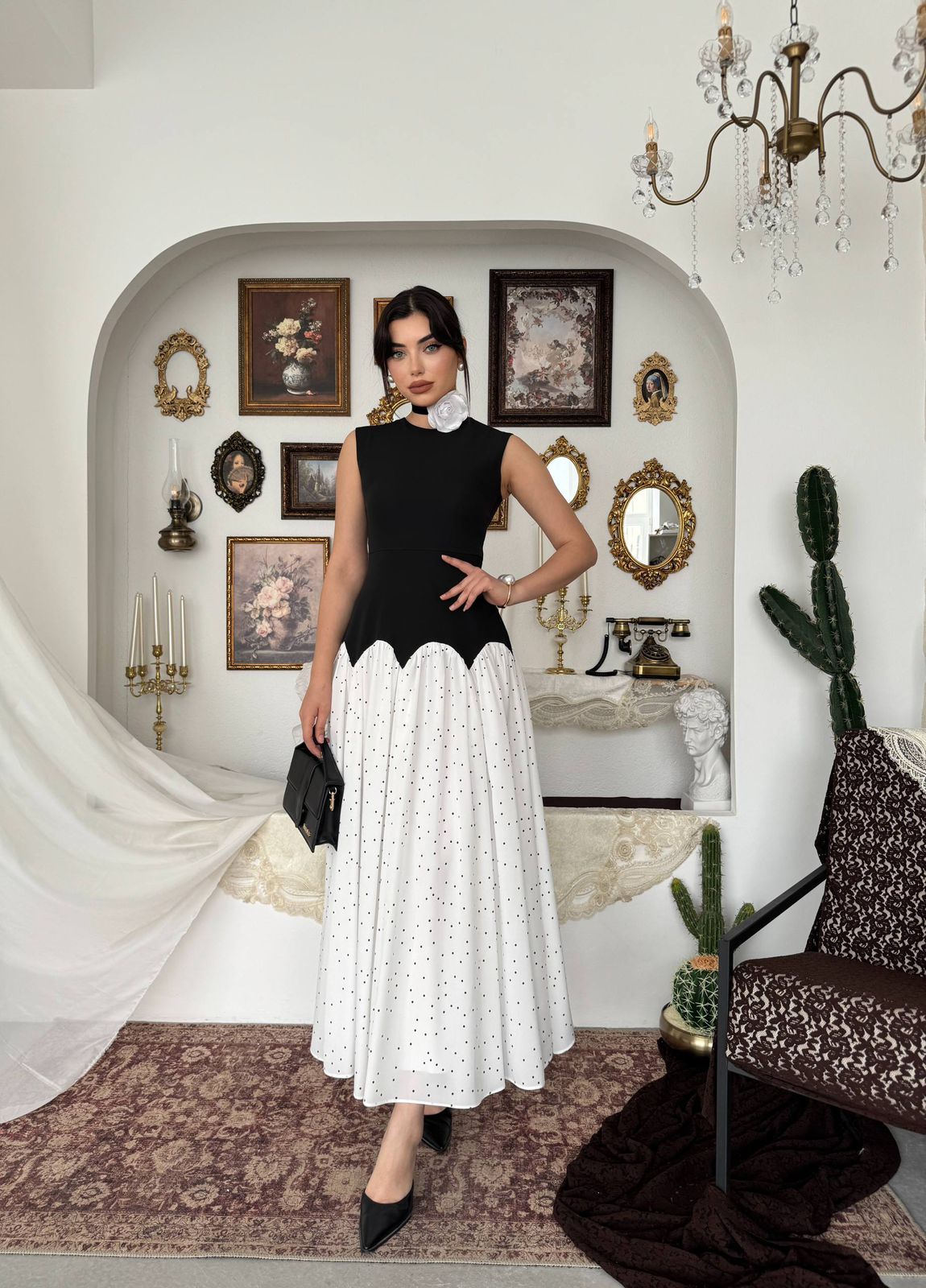 Milos Dress In Black / White
