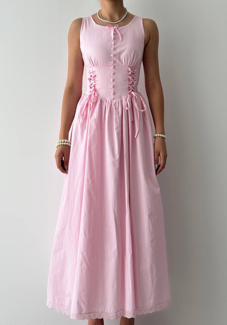 Blush Lace-Up Junior Dress