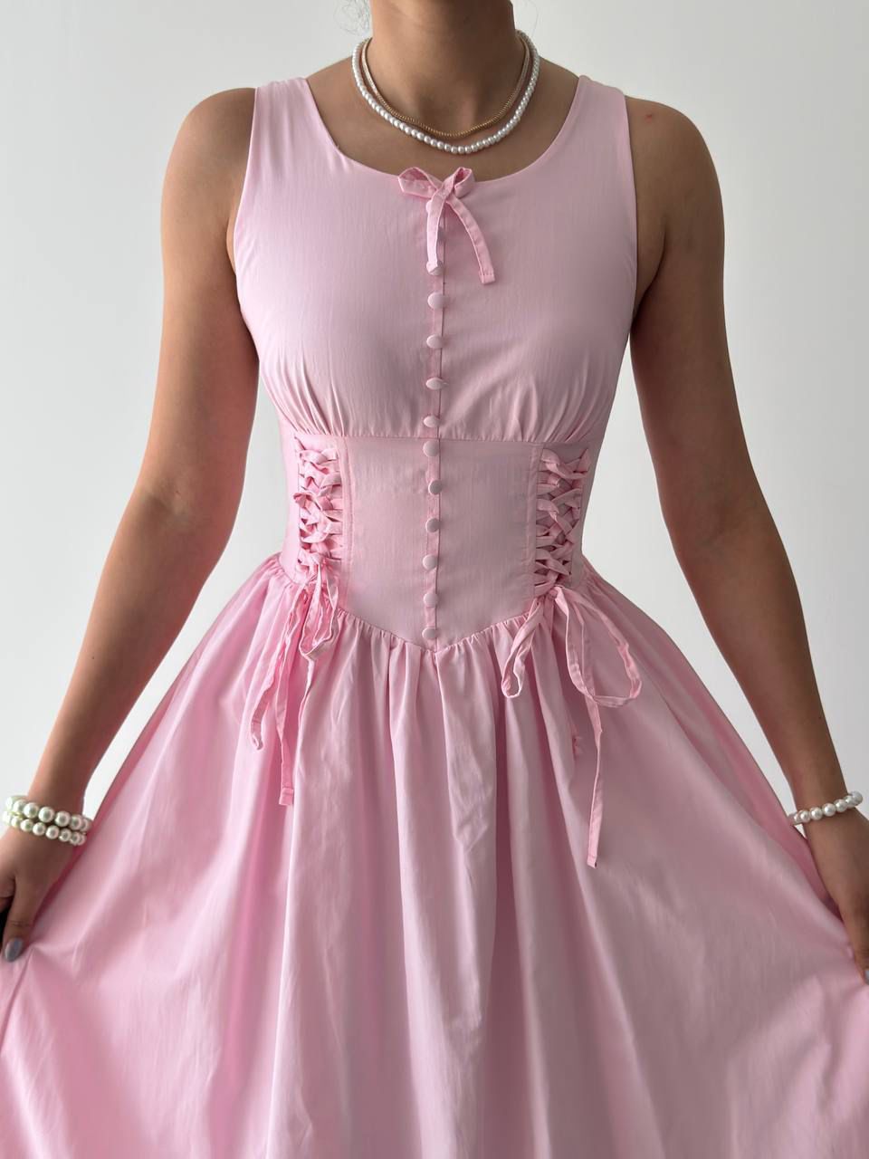 Blush Lace-Up Junior Dress