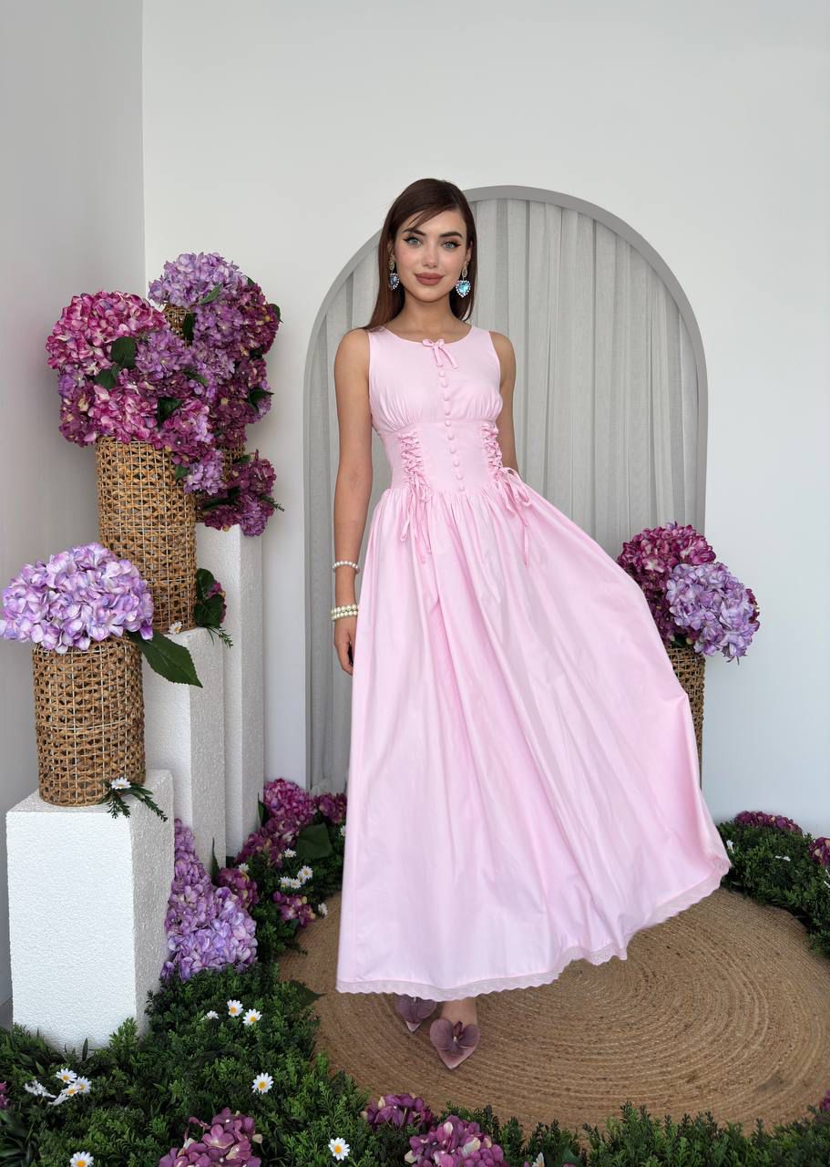 Blush Lace-Up Junior Dress