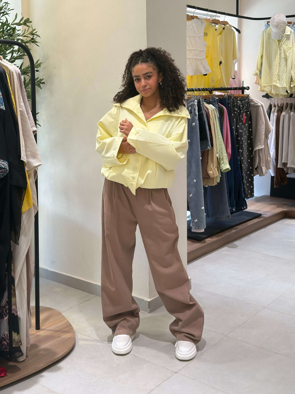 Taupe Wide-Leg Relaxed Pants