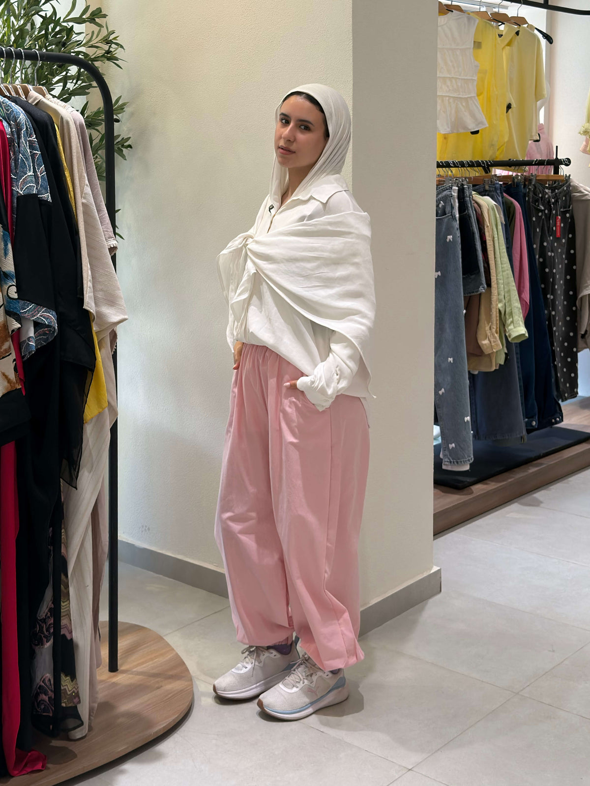 Soft Pink Relaxed Wide-Leg Pants