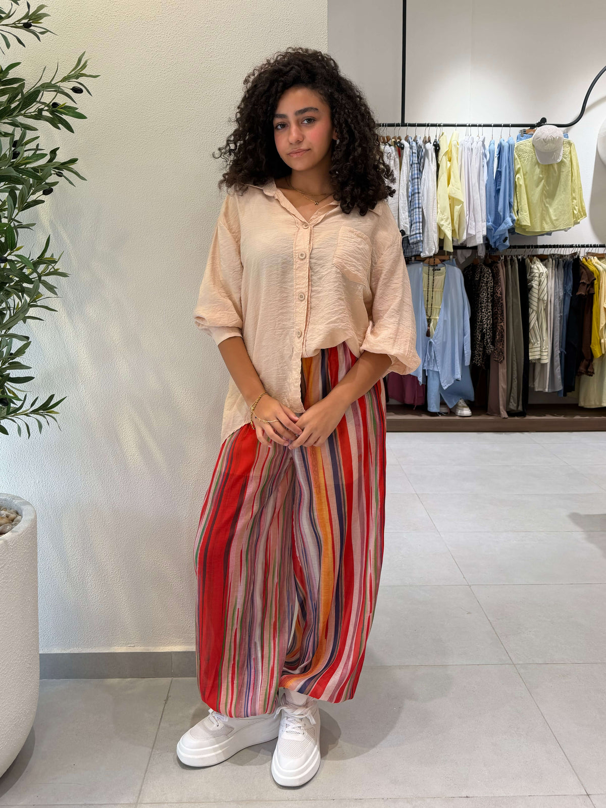 Multicolor Striped Wide-Leg Pants