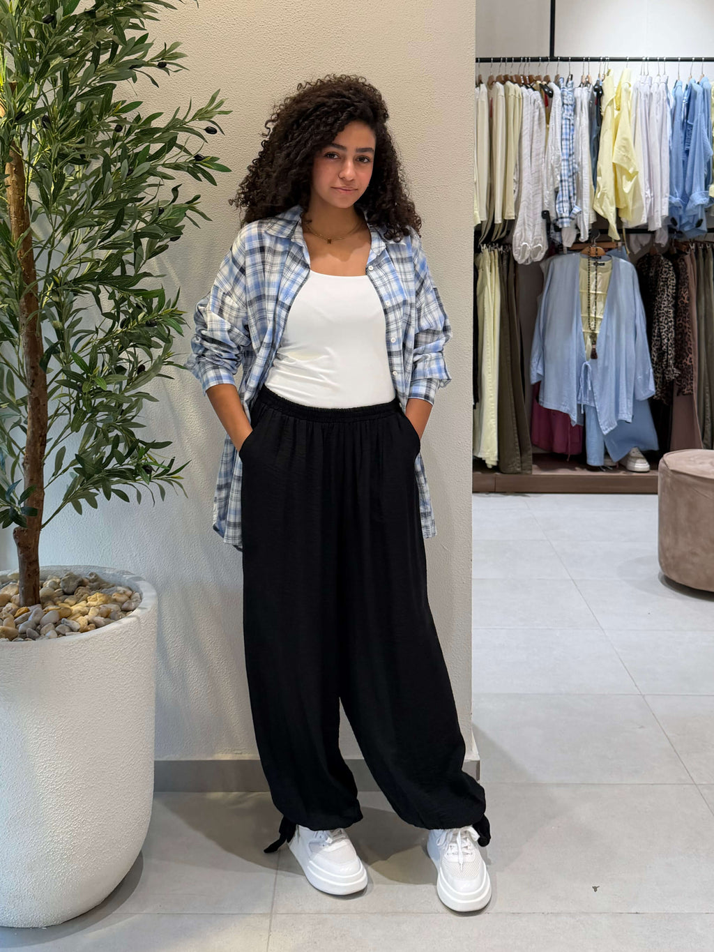Blue Plaid Oversized Shirt