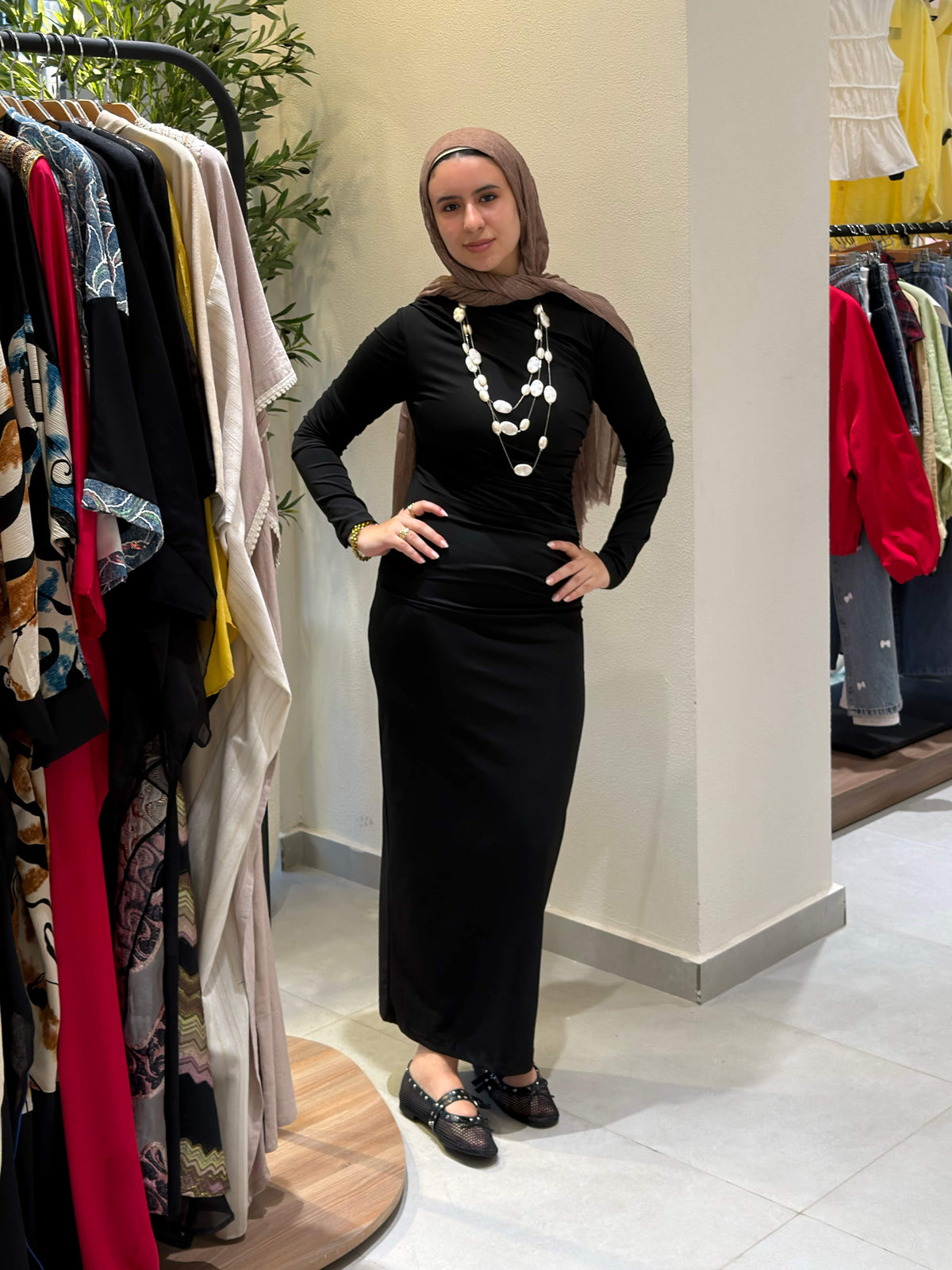 Ruched Long-Sleeve Maxi Dress